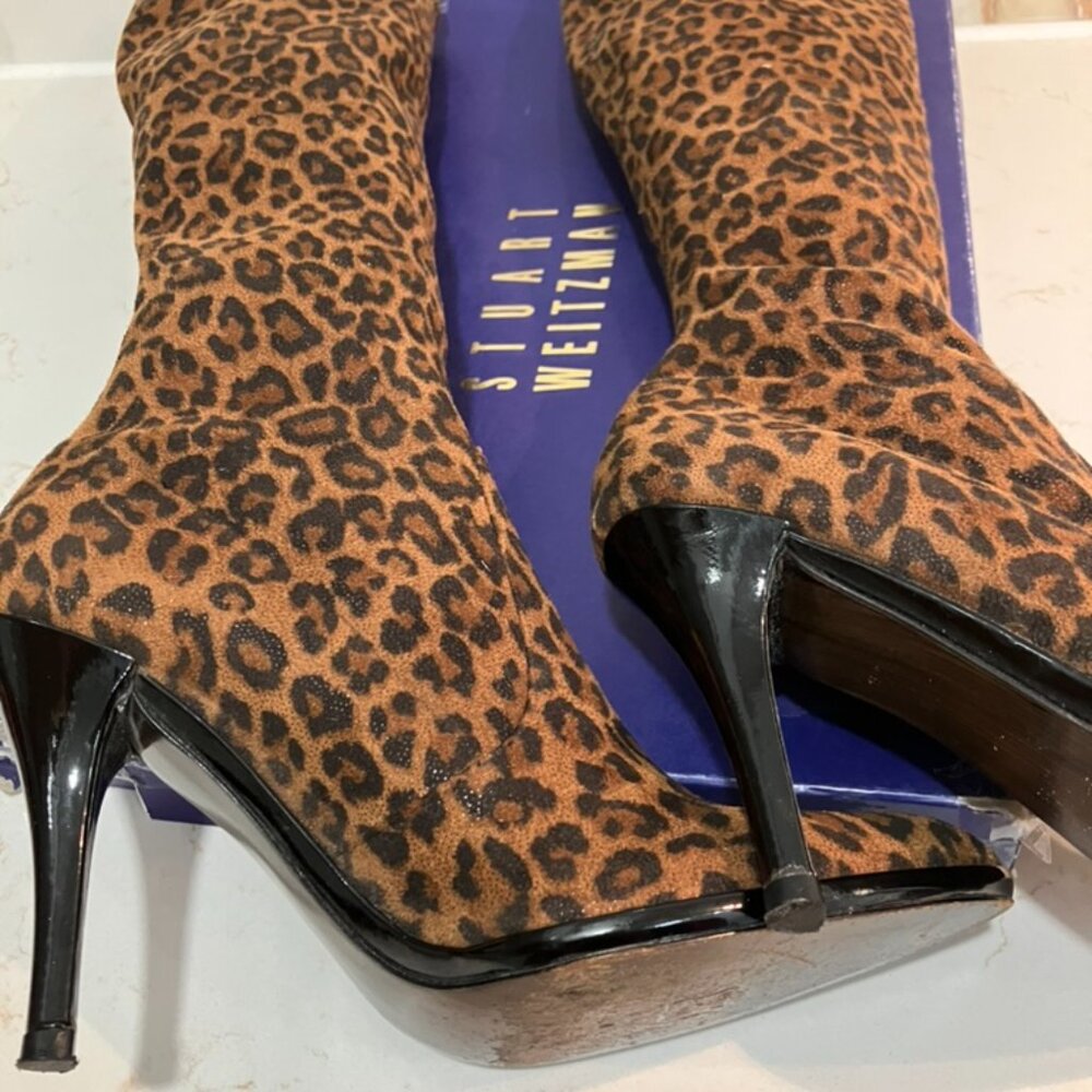 Bottes Stuart Weitzman Unique Look Léopard & Cuir Verni